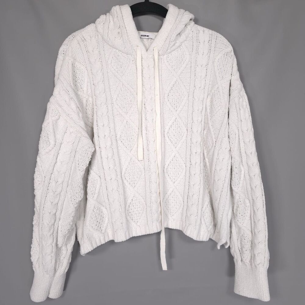 JASON WU Women’s Sweater Cable Knit Pullover‎ Hoodie Pullover Crop No Size Tag M